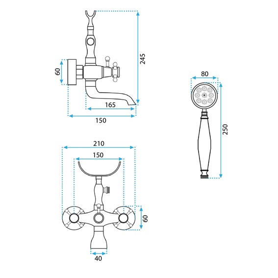 Bateria Wannowa RUSTICO Czarny Przecierany