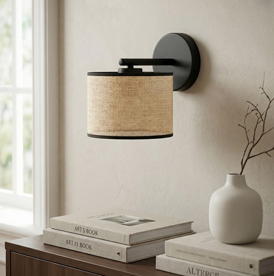 Kinkiet ECO K1 Czarny/Rattan