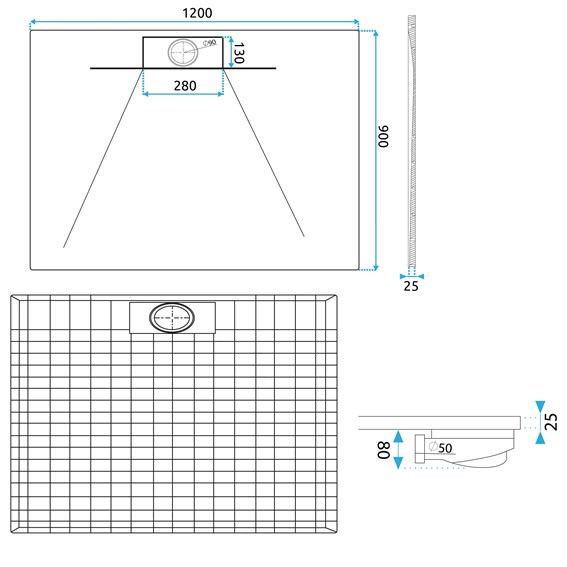 Brodzik Prysznicowy BAZALT LONG 90x120 Czarny
