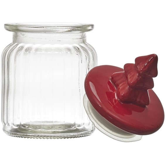 Słoik z Pokrywką w Kształcie Choinki Czerwony