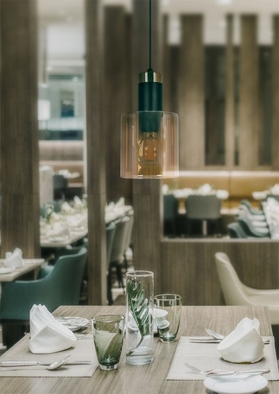 Lampa Wisząca ALTO K-5255 Czarny/Złoty/Bursztynowy