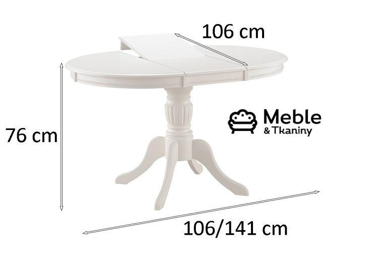 Stół Rozkładany OLIVIA (110-140)x106 Biały