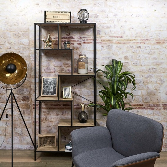 Regał RACK L Czarny/Dąb