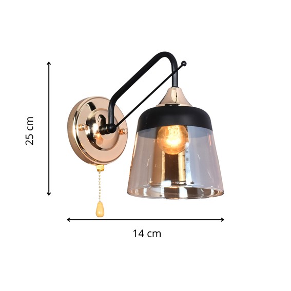 Kinkiet EGALO Czarny/Złoty