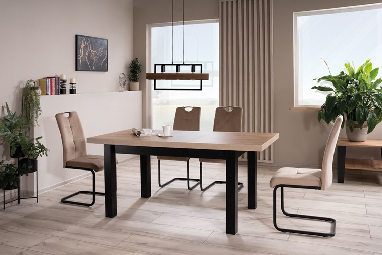 Stół Rozkładany PRESTO (140-218)x80 Czarny/Dąb Artisan