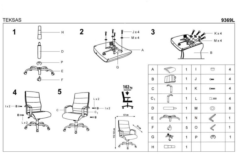 Fotel Gabinetowy TEKSAS Czarny Skóra