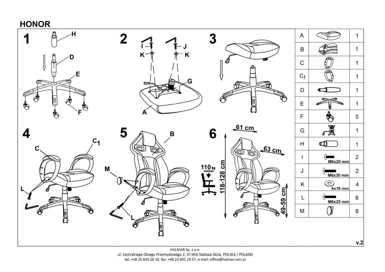 Fotel Gamingowy Obrotowy HONOR Czarny/Czerwony