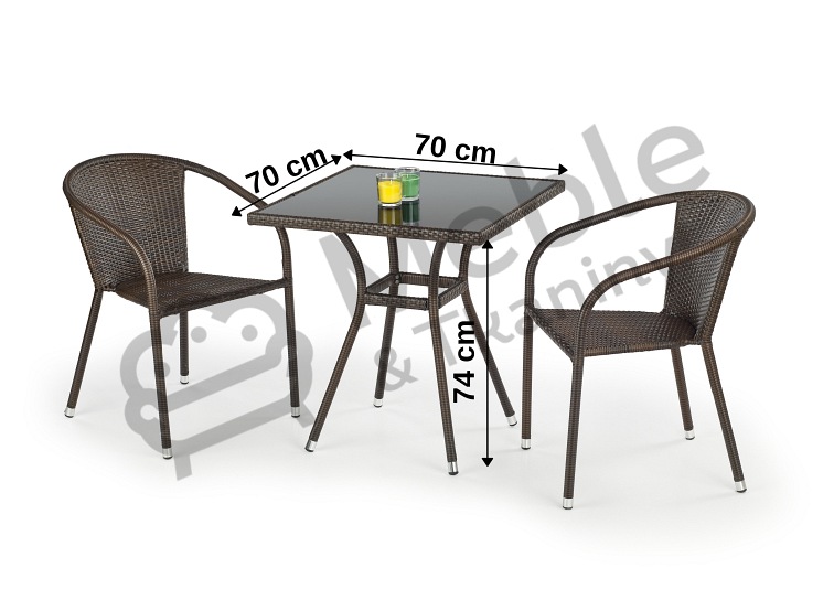 Stół Ogrodowy MOBIL 70x70 Czarny/Ciemny Brąz