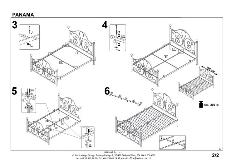 PANAMA 120 cm łóżko metalowe biały