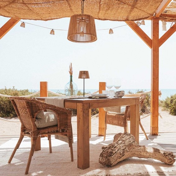 Lampa Stołowa OKINAWA SOLAR & BATTERY Dąb/Czarny