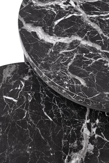 Zestaw 2 Ław OREO Czarny/Czarny Marmur