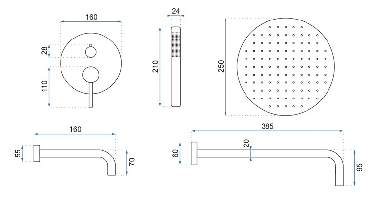 Zestaw Natryskowo-Wannowy Z Wylewką LUNGO Złoty