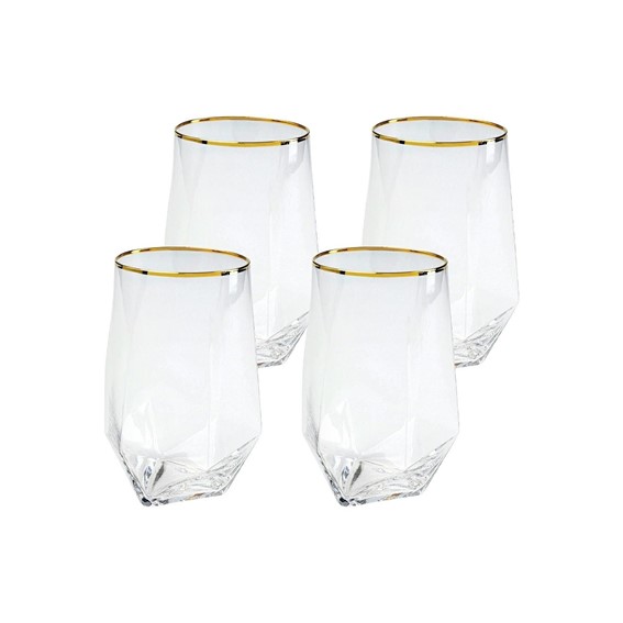 Komplet (4 szt.) Szklanka DIAMOND RIM 510ml Transparentny