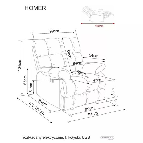 Fotel Rozkładany HOMER RAVEN Ciemny Beż