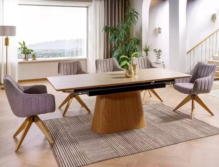 Stół Rozkładany MONACO (160-200)x90 Trawertyn Beż Mat/Dąb