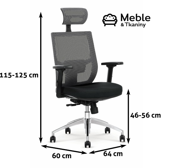 Fotel ergonomiczny ADMIRAL Popielato/Czarny