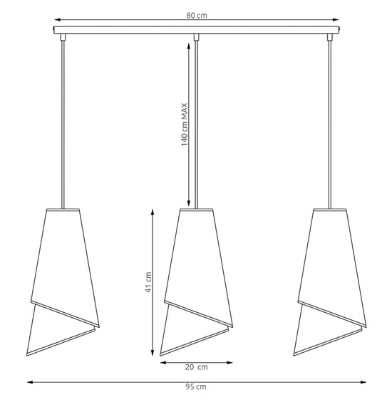 Lampa Wisząca MODA 3 Czarny/Złoty