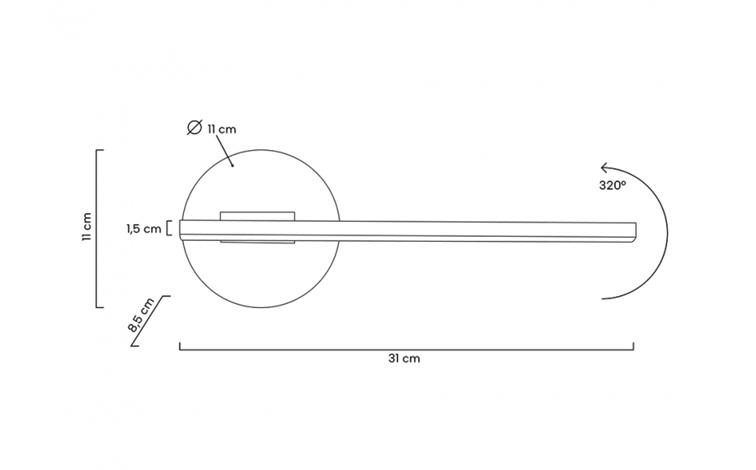Lampa Ścienna HORIZON Czarny
