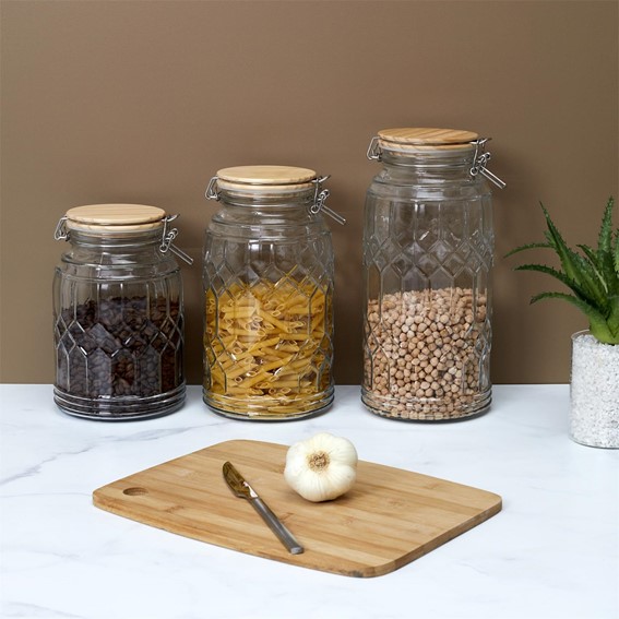 Słoik do Przechowywania z Pokrywką Bambusową 1,8l