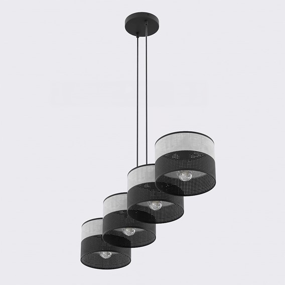 Lampa Wisząca KARBON 4 Czarny/Szary