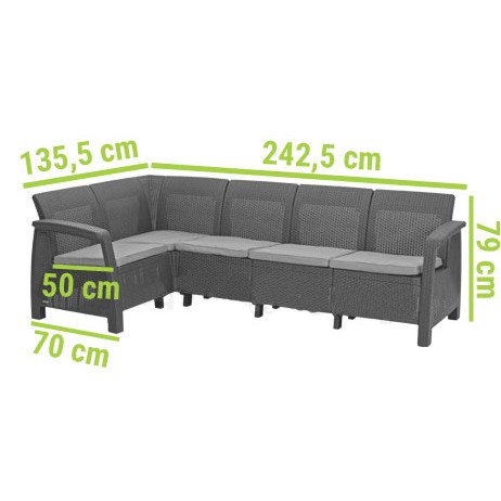 Zestaw Ogrodowy Narożnik + Stoliczek Corfu Relax Grafit