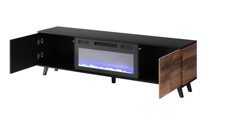 Szafka z Kominkiem RANDOM RTVK Czarny/Dąb Wotan