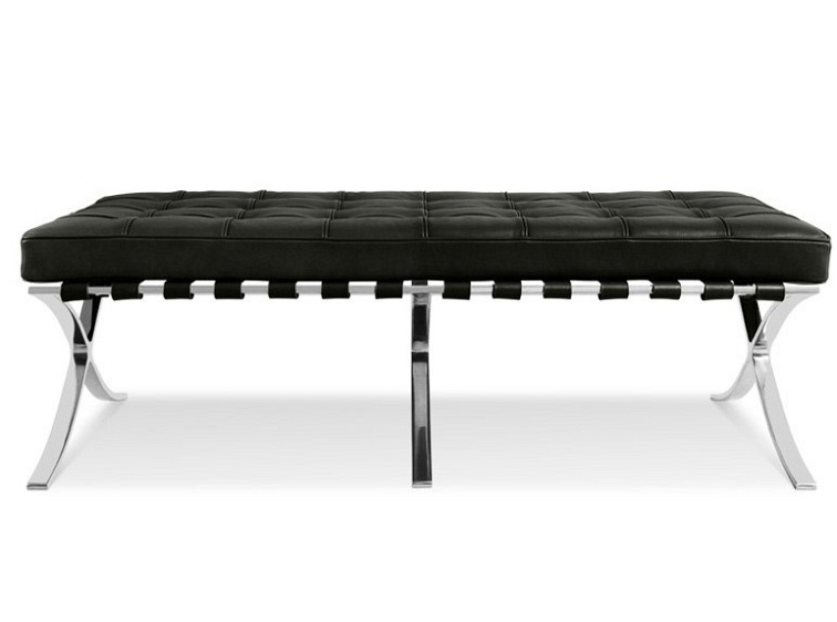 Ławka BARCELON Czarna Skóra Naturalna