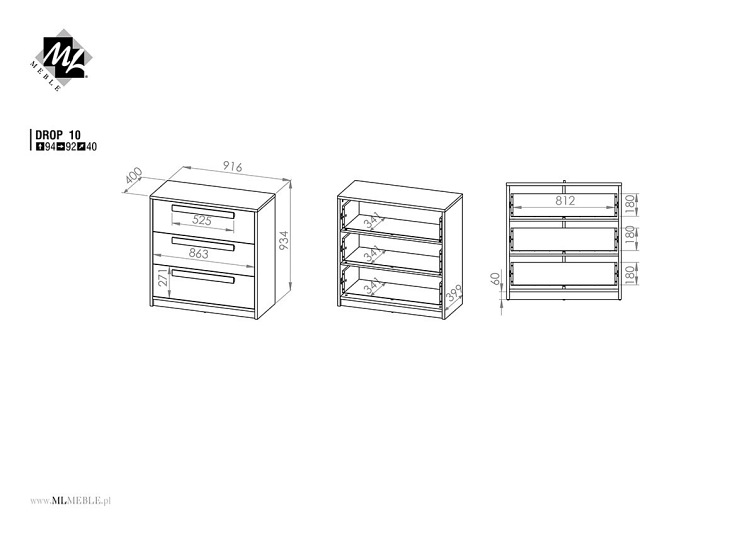 Komoda DROP 10 Szary
