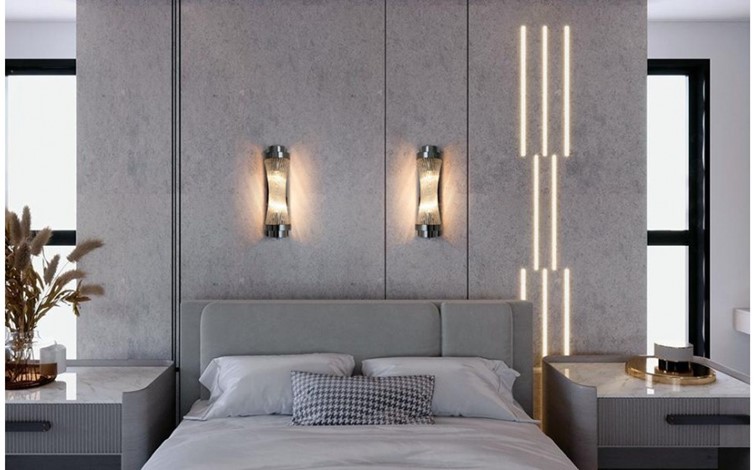 Lampa Ścienna COLUMN 40 Srebrny/Transparentny