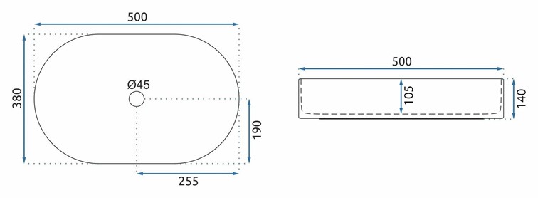 Umywalka Nablatowa NADIA 50 KASHMIR Szary
