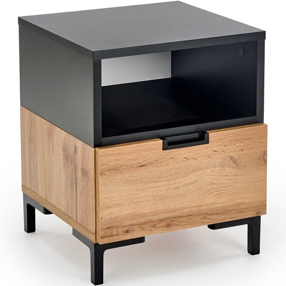 Szafka Nocna SILVIA Dąb Wotan/Czarny