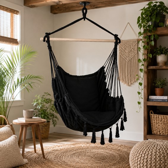 Fotel Hamakowy RIVA Boho Czarny