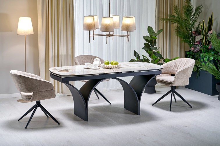 Stół ALTER Beżowy Marmur/Czarny