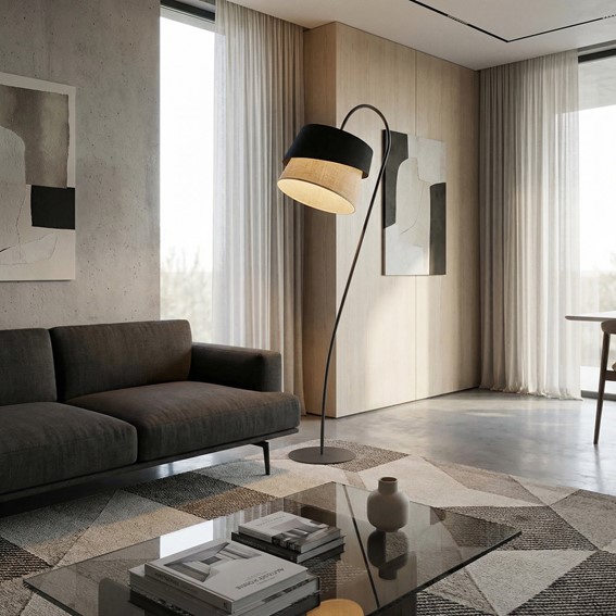 Lampa Podłogowa CANVA LP1 Czarny/Naturalny