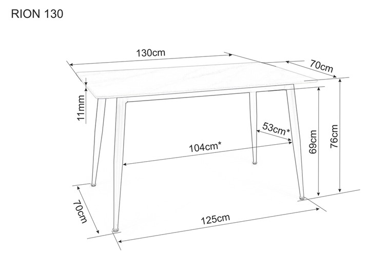 Stół RION 130x70 Czarny/Biały