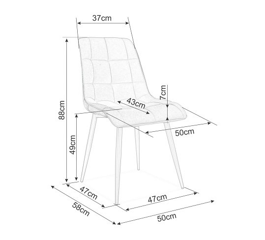 Zestaw 4x Krzesło CHIC Velvet Czarny/Beż