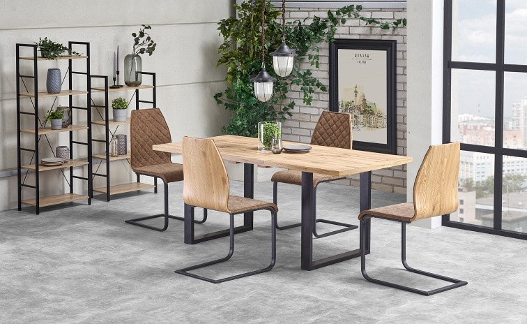 Stół Rozkładany VENOM (135-185)x85 Dąb/Czarny