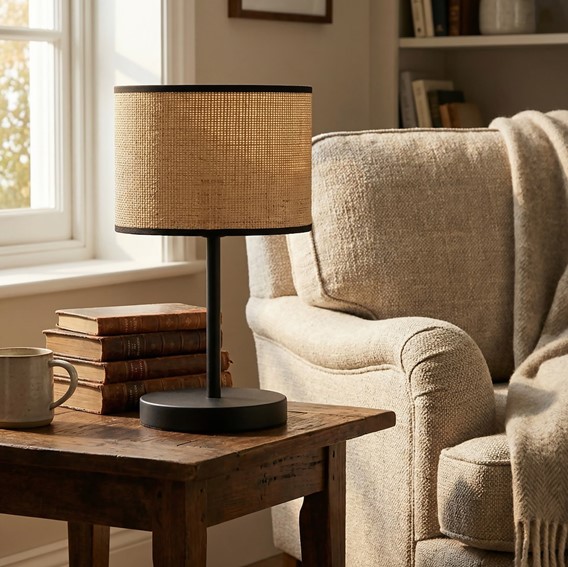 Lampa Biurkowa ECO LN1 Czarny/Rattan