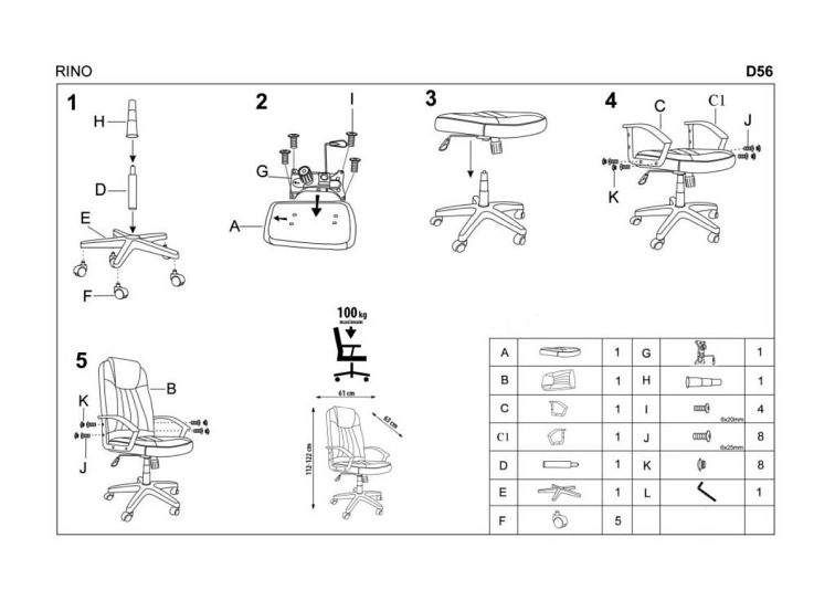 RINO fotel pracowniczy popiel