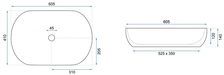 Umywalka Nablatowa CLEO 61 AIAX SHINY Biały