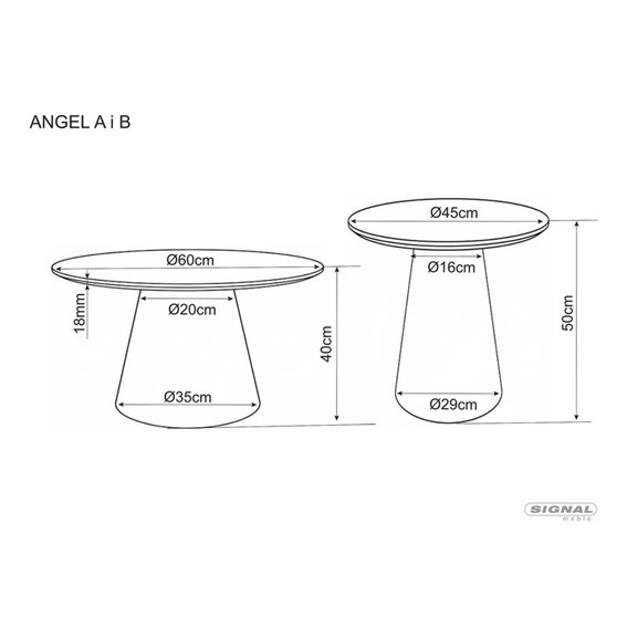 Ława ANGEL Fi60cm Dąb