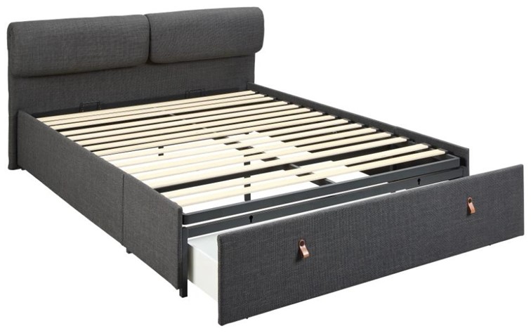 Łóżko Tapicerowane CALVI 160x200 cm z Szufladami Szary