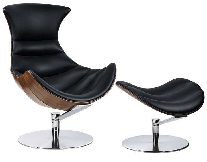 Fotel z Podnóżkiem Hommer 84x73x115 Czarny/Brązowy