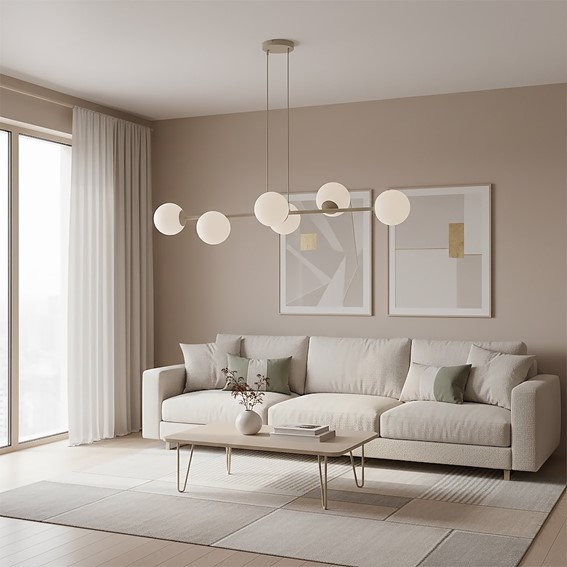 Lampa Wisząca MAGNUS 6 Beżowy/Biały