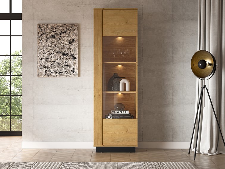 Witryna MODESTO 02 Dąb Stylowy/Czarny 1D