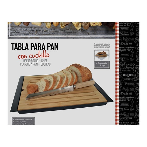 Zestaw Deska do Krojenia + Nóż 38x27cm Czarna