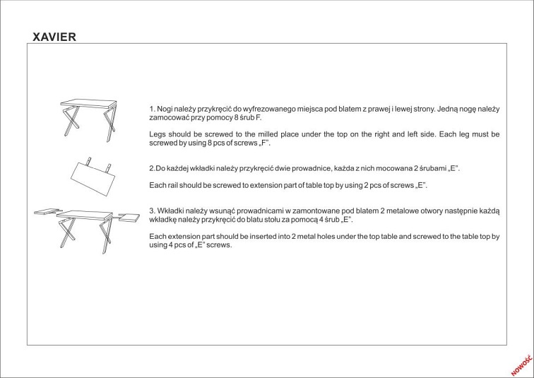 Stół Rozkładany XAVIER (250-160)x90 Jasny Dąb/Czarny