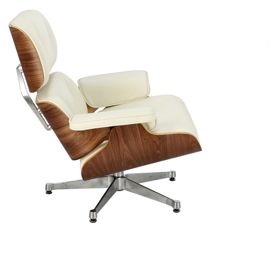 Fotel VIP 54x82x85 Biały/Walnut/Srebrna Baza