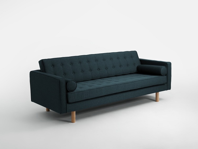 Sofa 3 os. Topic Wood 220x88x80 Głębia Oceanu/Naturalny