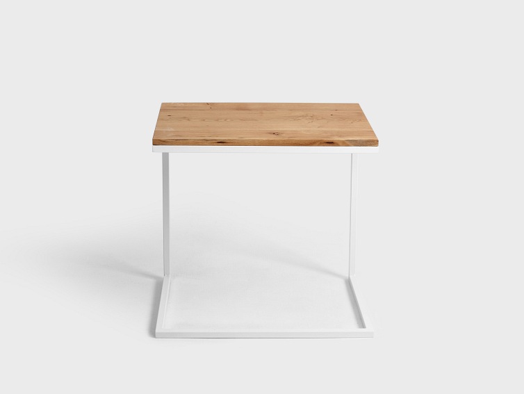 Stolik Lupe Solid Wood 60x40x60 Dąb/Biały